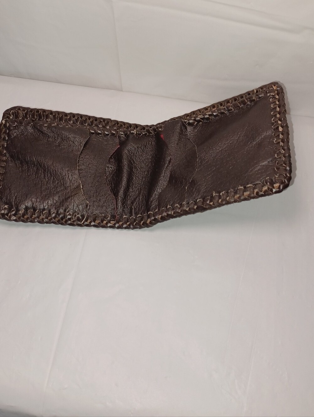 Brown Leather Men’s Wallet - Hand-Tooled Bifold. MYRON Embossed On Front - Picture 7 of 10